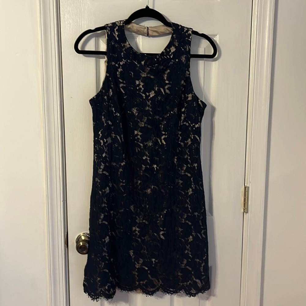 Vince Camuto Navy Lace Overlay Dress - Picture 2 of 8